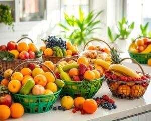 Fruitmanden die gezond en frisheid uitstralen in de keuken