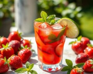 Aardbeien-mocktail met munt en limoen