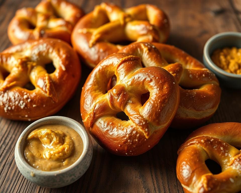 Ambachtelijke pretzels met grove mosterd