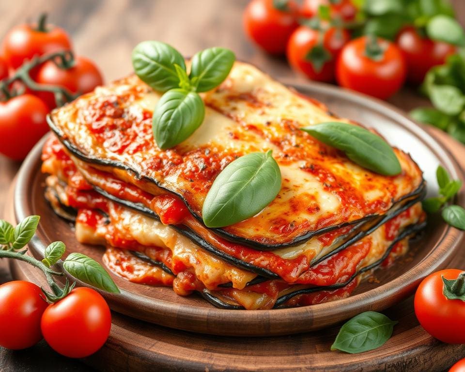 Aubergine parmigiana met een vleugje basilicum