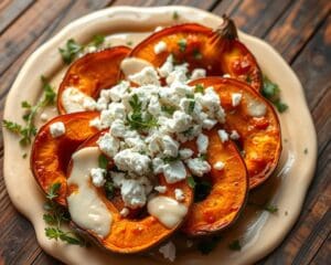 Geroosterde pompoen met feta en tahinsaus