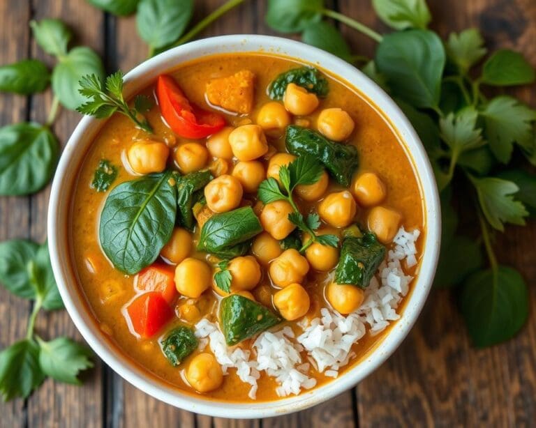 Groentecurry met kikkererwten en spinazie