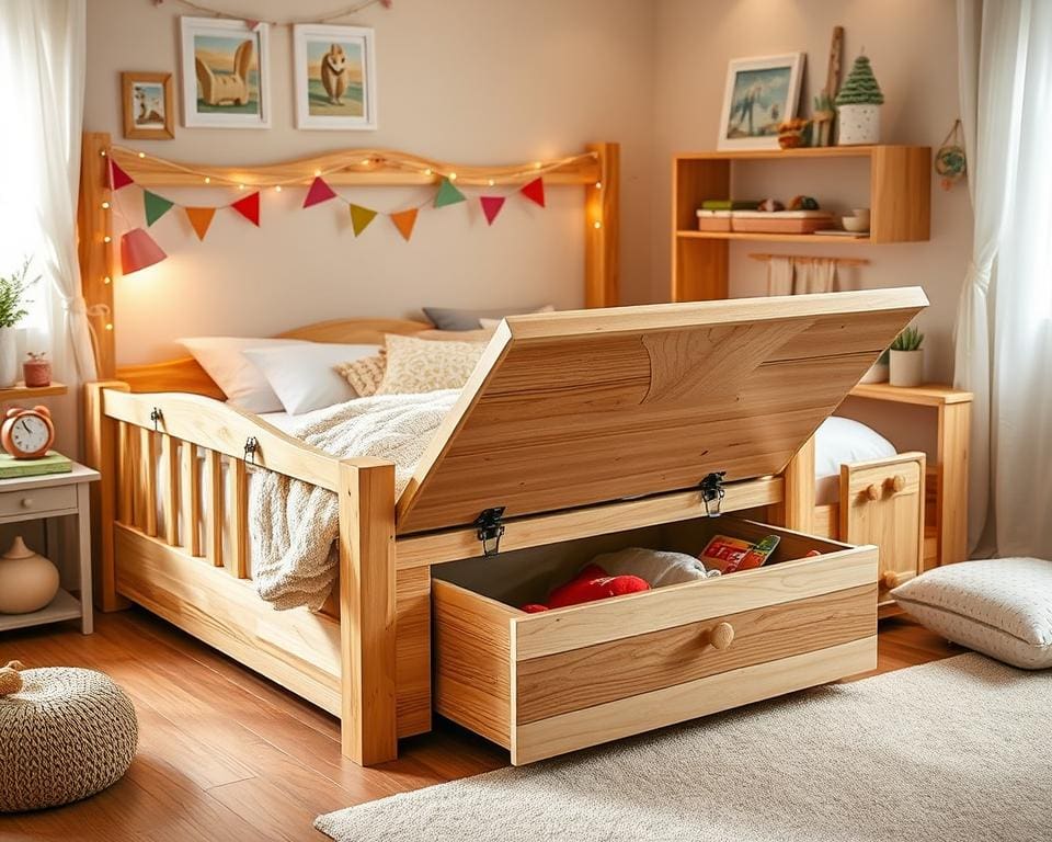 Kinderbed met geïntegreerd geheim compartiment