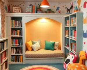 Kinderboekenrekken met een ingebouwde zithoek