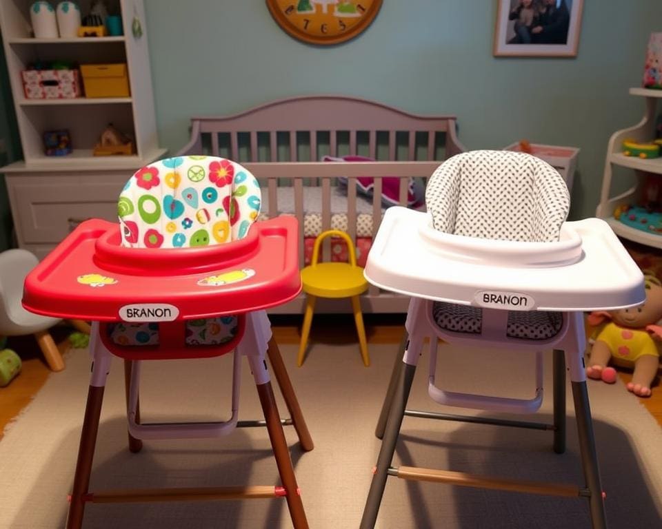 Kinderstoelen met een dubbelzijdige speeltray