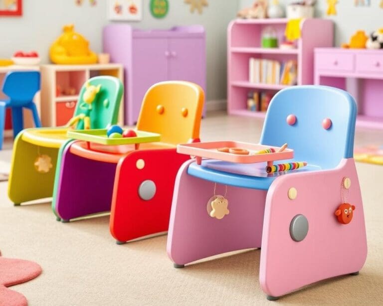 Kinderstoelen met een magnetische bevestiging voor accessoires