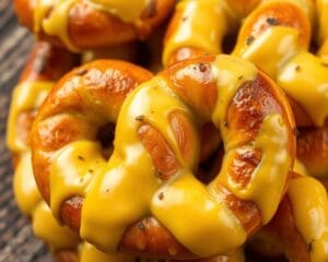 Pretzels met een romige kaassaus