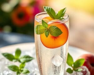 Prosecco Smash met perzik en verse basilicum