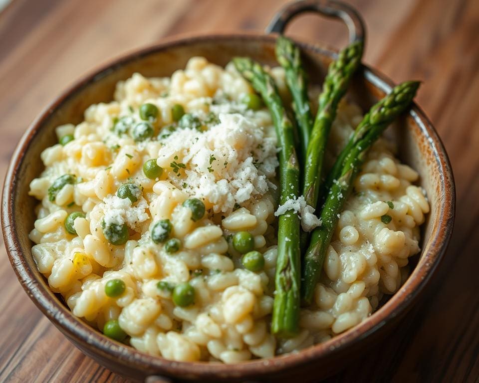 Romige risotto met asperges en Parmezaanse kaas