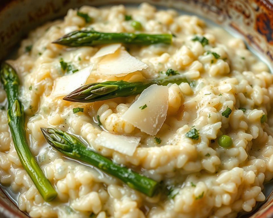 Romige risotto met asperges en Parmezaanse kaas