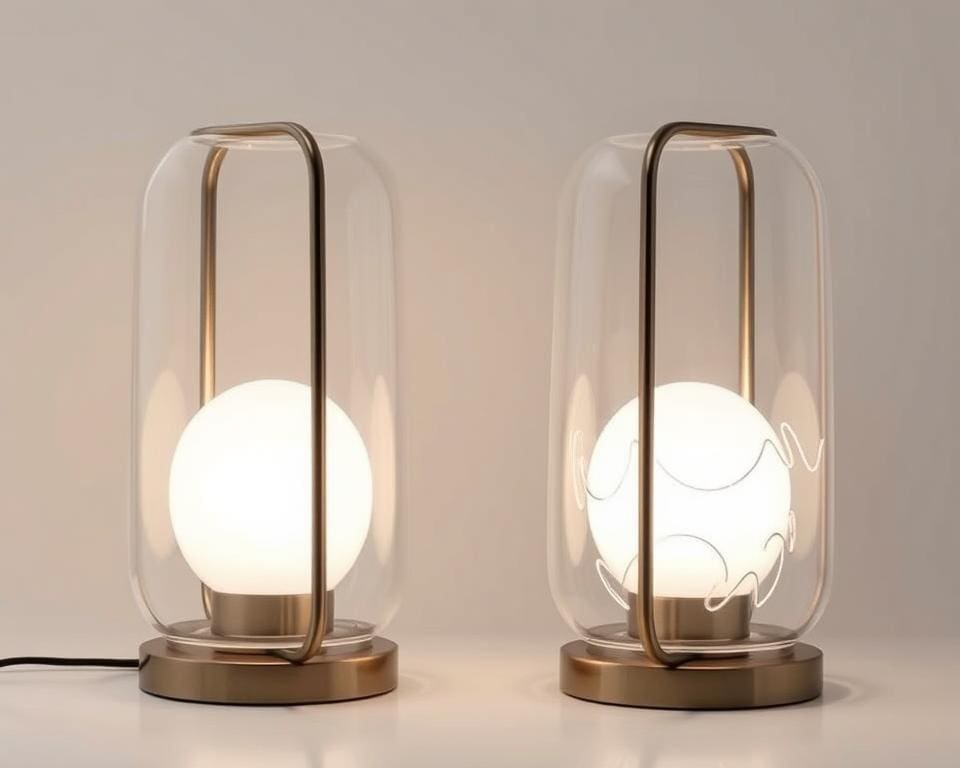 Tafellampen met een draaibaar glazen ontwerp