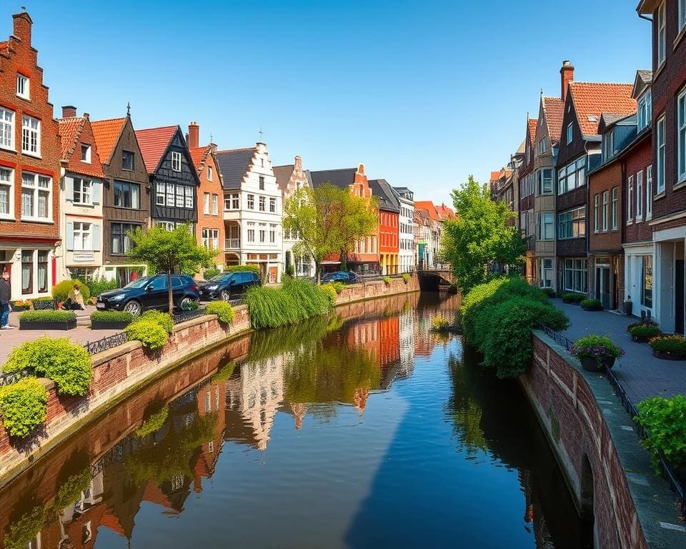 Utrecht: grachten en historische huizen in Nederland