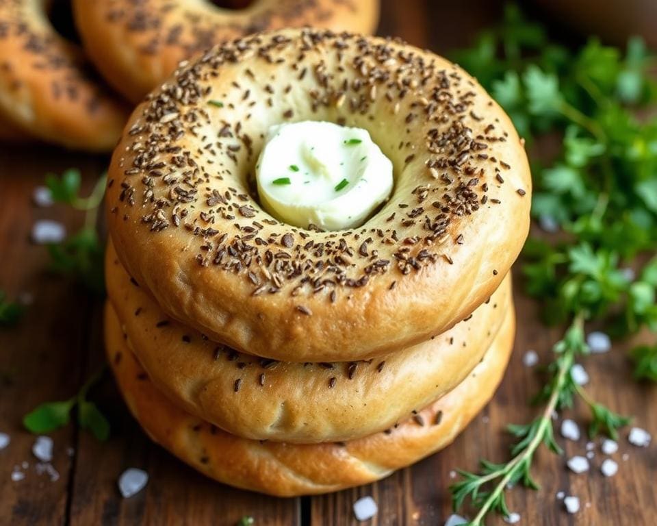 Volkoren zuurdesem bagels met kruidenboter