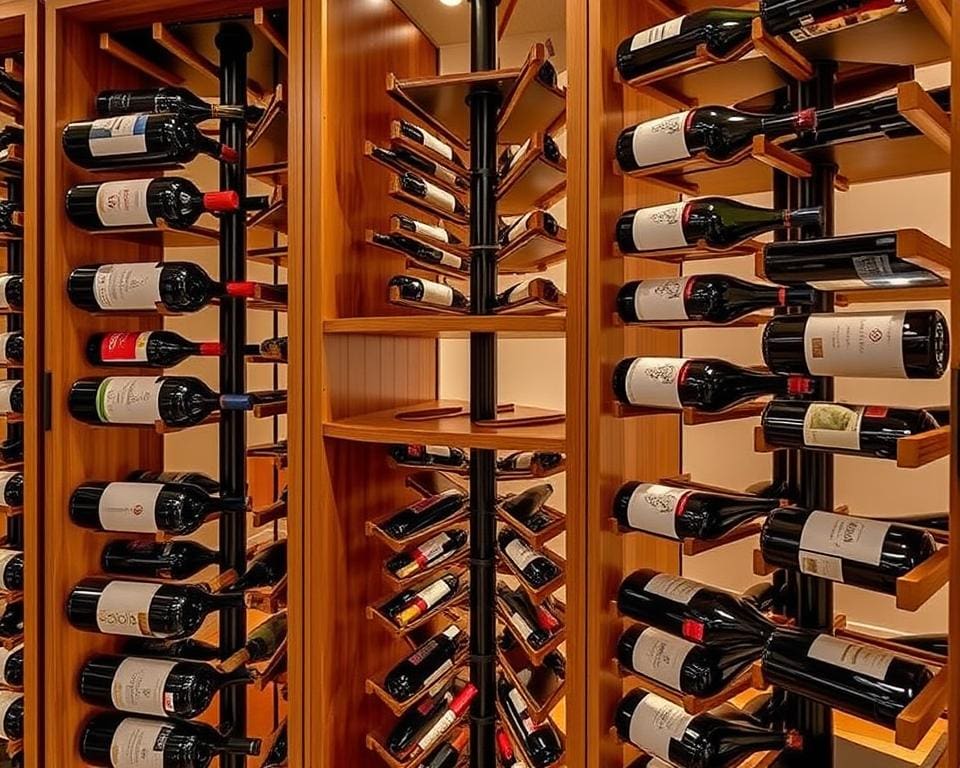 Wijnrekken met draaibare houders