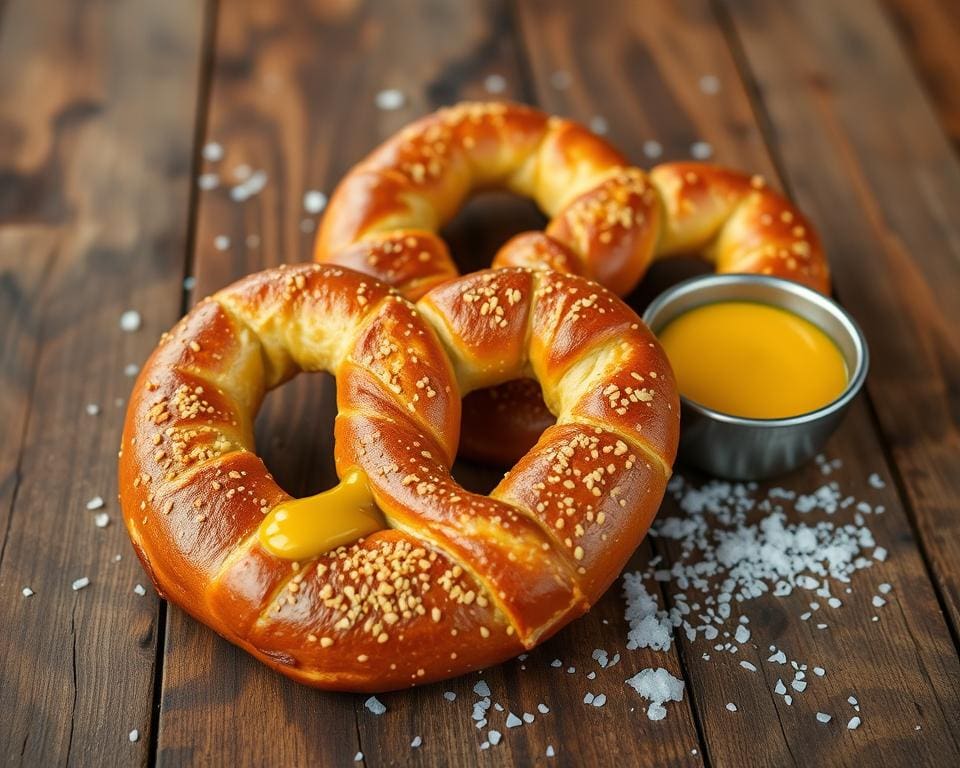 ambachtelijke pretzels met grove mosterd