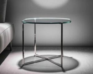 Design bijzettafel in glas en staal: minimalistisch en elegant
