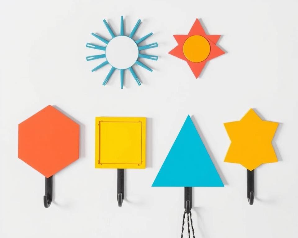 Design wandhaakjes in geometrische vormen: speels en stijlvol