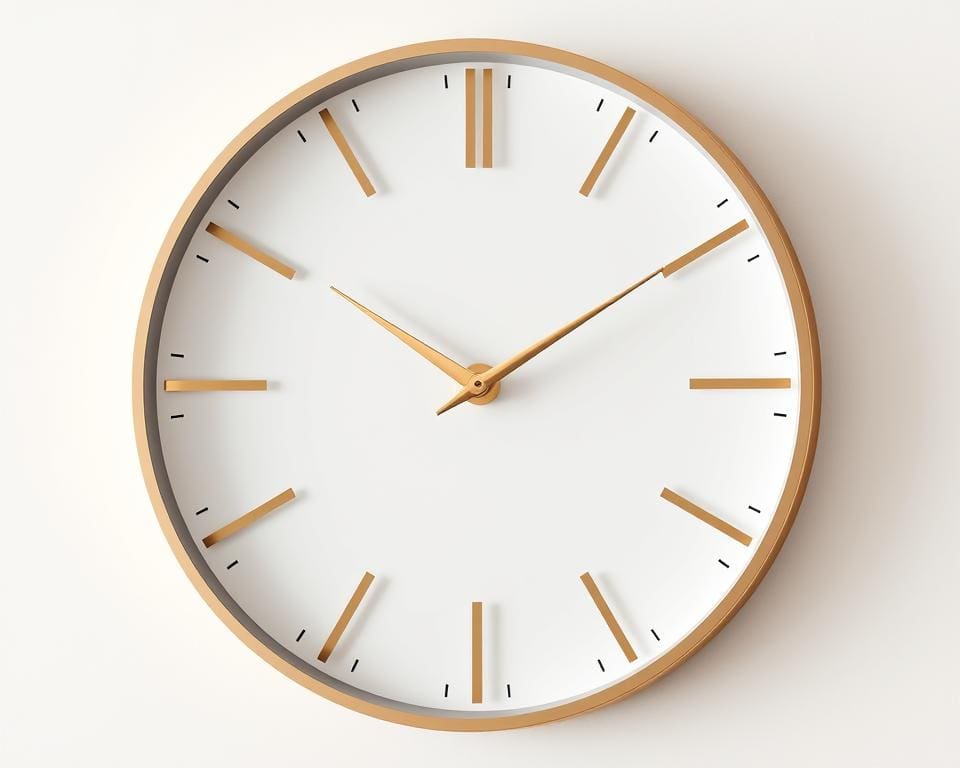 Design wandklok met gouden wijzers: chique en minimalistisch