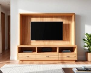 Houten tv-meubel met open vakken: luchtig en modern