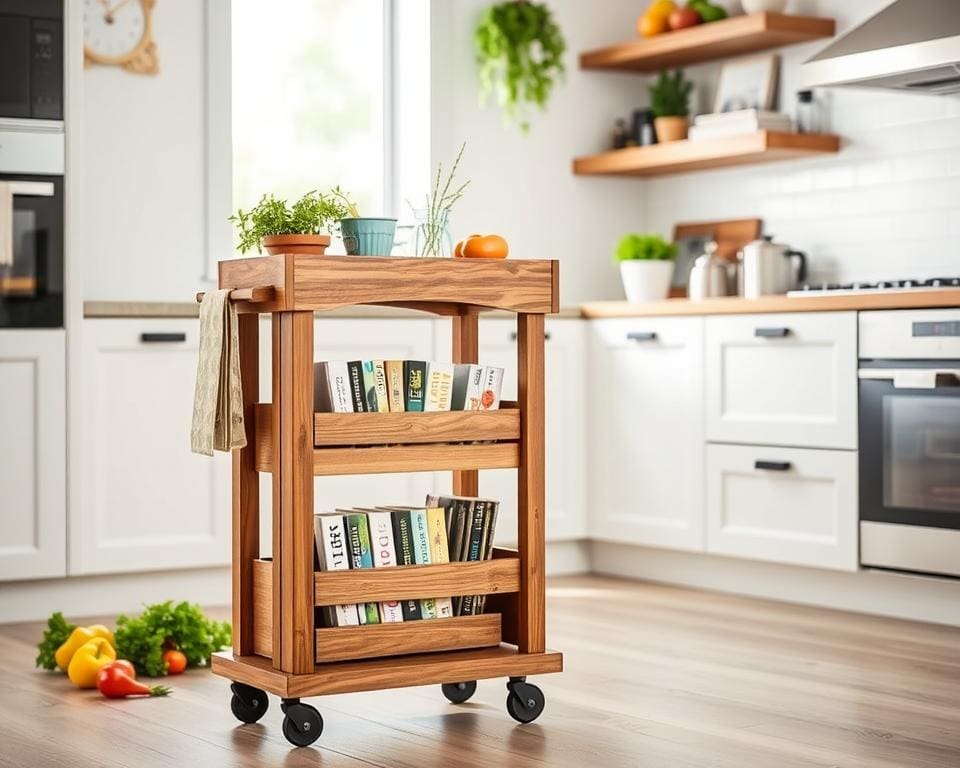 Keukentrolleys met een houder voor kookboeken