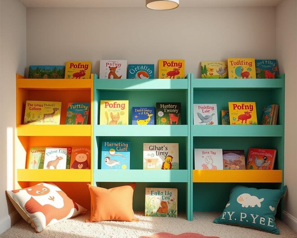 Kinderboekenrekken met vrolijke prints