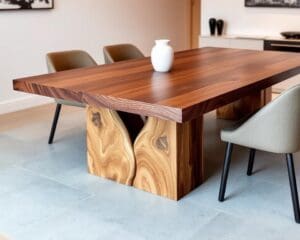 Moderne eettafel in massief hout: robuust en tijdloos