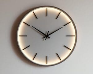 Moderne wandklok met stille wijzers: tijdloos en geluidloos