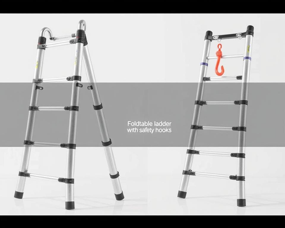 Opvouwbare ladders met veiligheidshaken