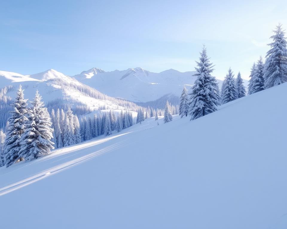 Sneeuwbedekte bergen in het skigebied van Oberlech