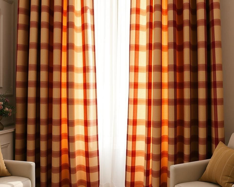 Thermische gordijnen met een ruitpatroon