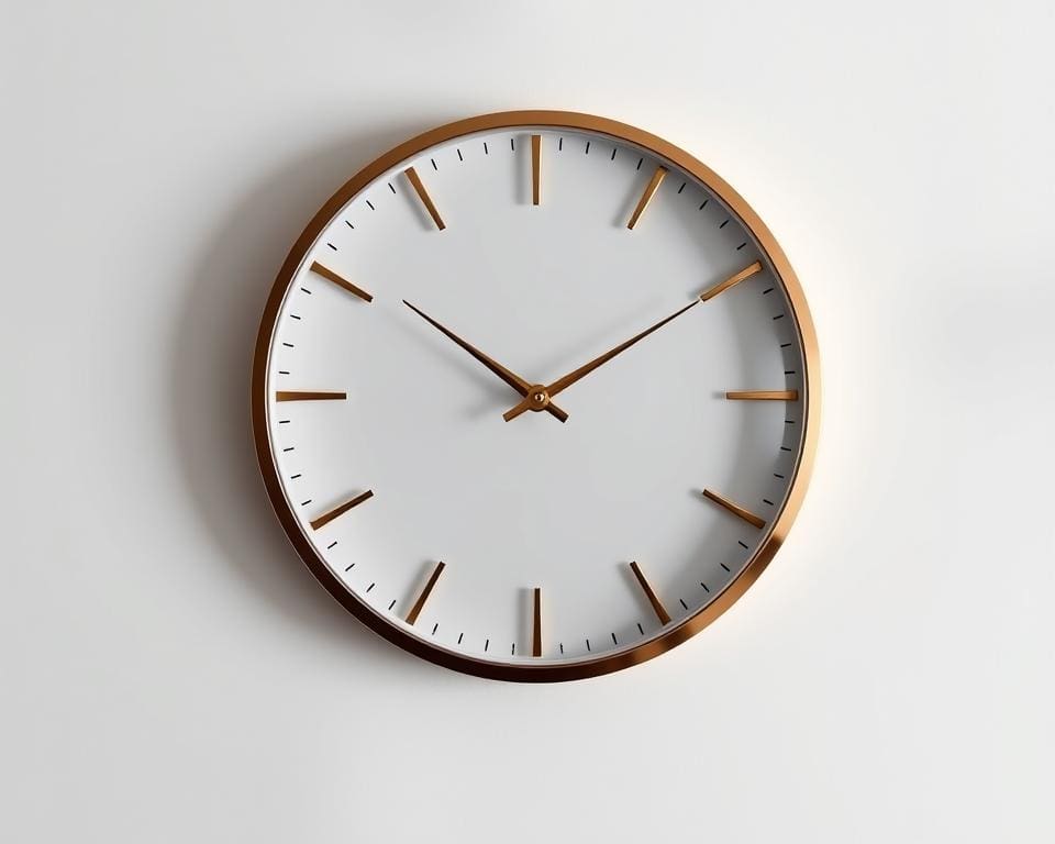 wandklok met gouden wijzers