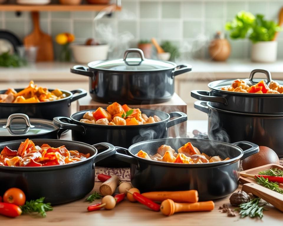 Braadpannen met diverse kooktechnieken