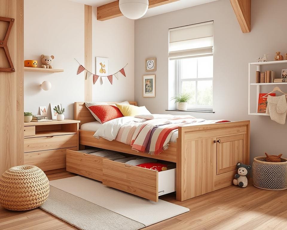 Kinderbedden met geïntegreerde ladekast