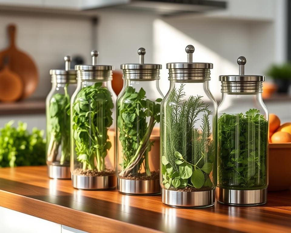 Kruidenpotjes met ingebouwde doseerfunctie