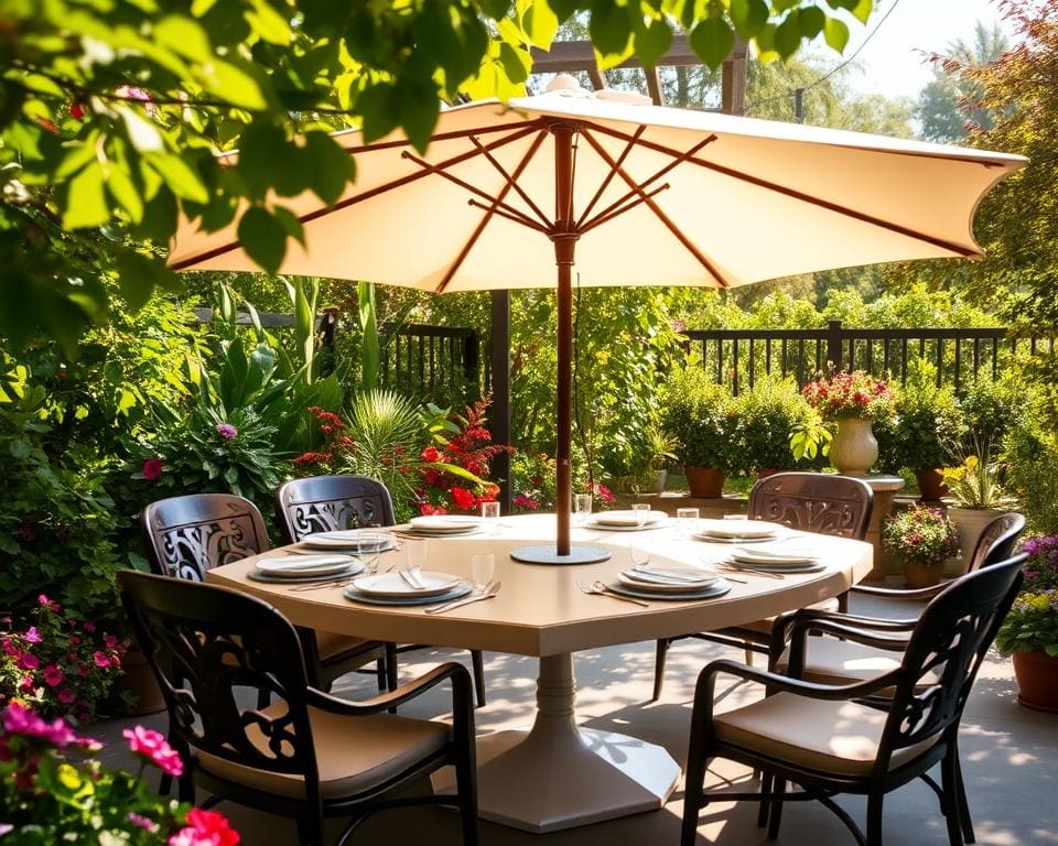 Tuintafel met parasol opening