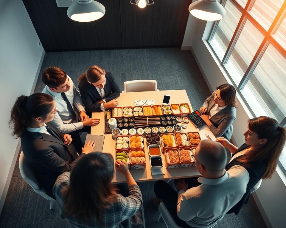 Hoe werkt het laten bezorgen van sushi op kantoor?