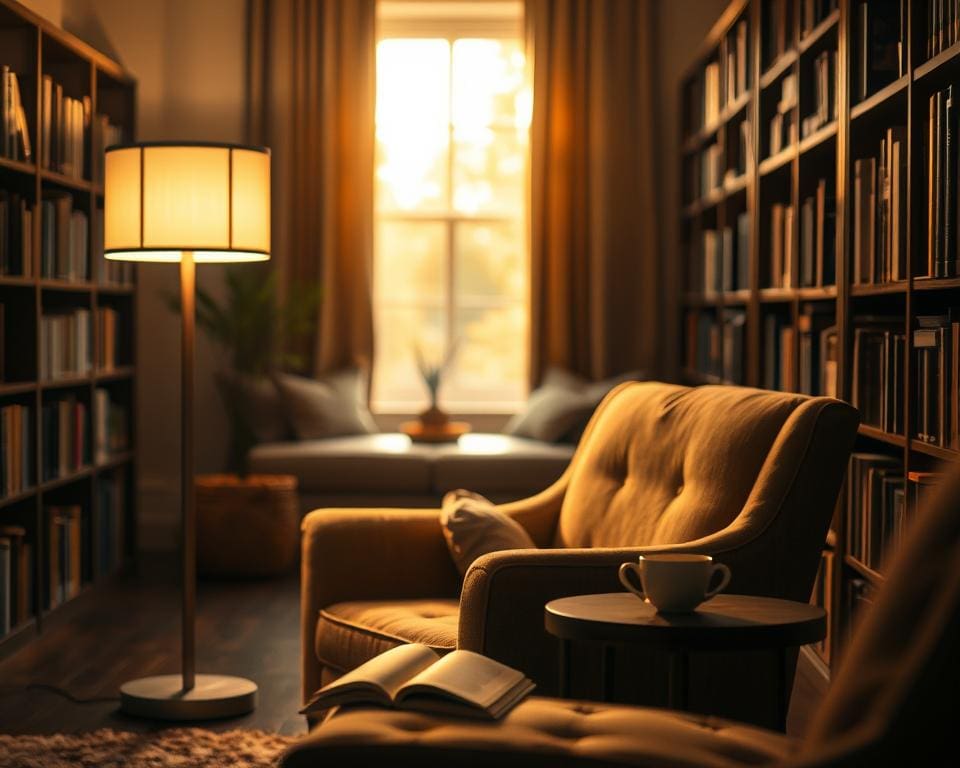 verlichting en sfeer in een gezellige leesplek