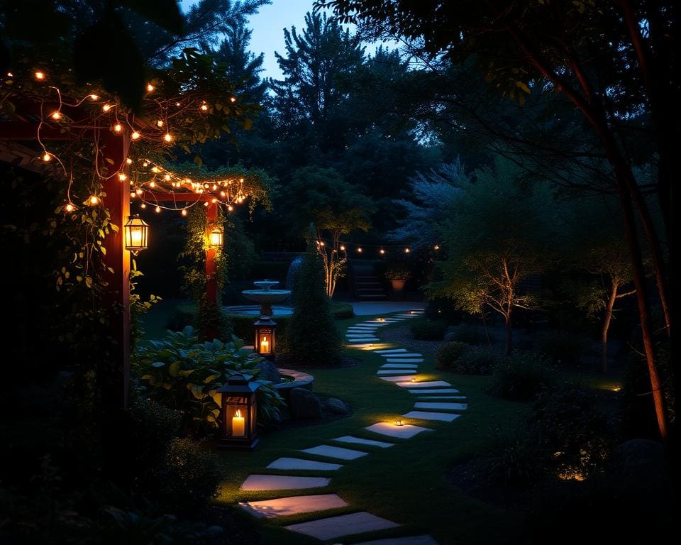 Op welke manier breng je licht in de avondtuin?